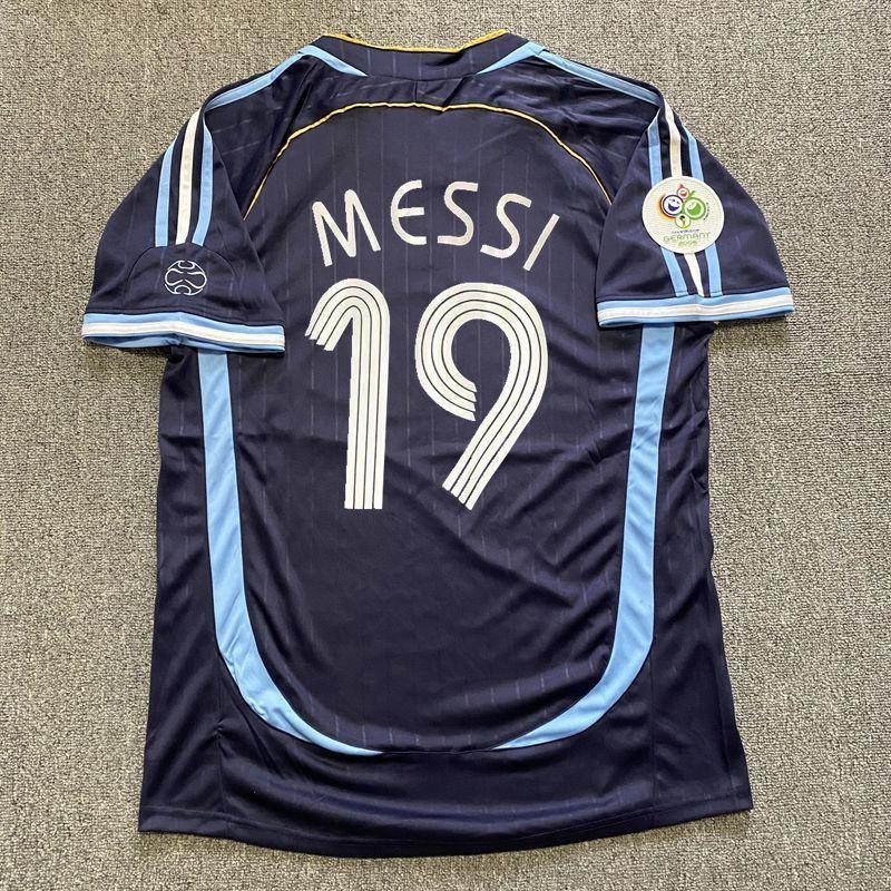 06阿根廷客場球衣2006世界杯10號里克爾梅19號梅西復古足球服套裝【鑫躍復古球衣】