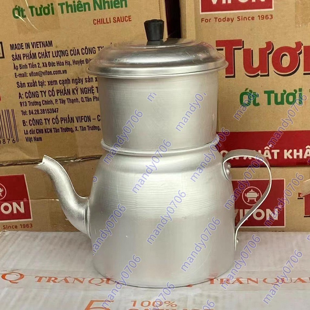 好物大賣@@越南滴漏咖啡壺大號1升水鋁材質東南亞風格多功能咖啡過濾器