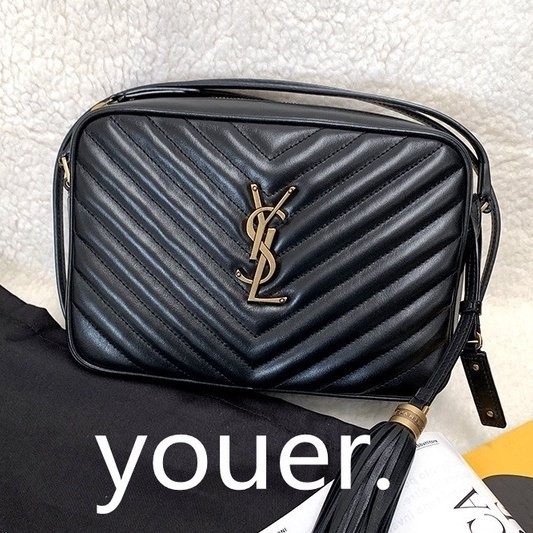 精品二手 YSL（聖羅蘭）黑色LOU CAMERA 金鍊 相機包 斜背包 肩背包 23CM 574494