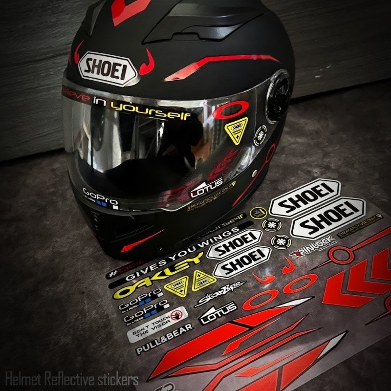 實用小物 摩托車頭盔貼紙適用于SHOEI HJC KYT改裝鏡片GoPro貼花反光防水