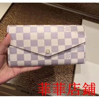 菲菲二手/LV SARAH N63208 白色 棋盤格 信封釦子長夾 皮夾