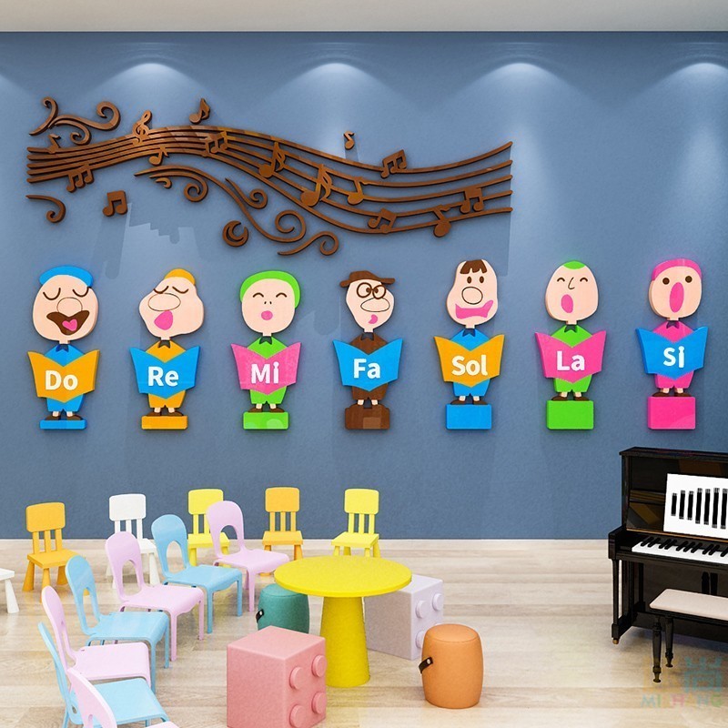 ☷✠音樂教室佈置樓梯裝飾牆貼壓克力3D立體壁貼教學手勢