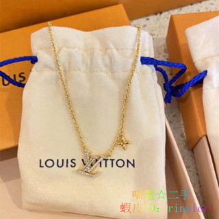 免運 LV 路易威登 Iconic Monogram 花卉 Logo滿鑽 金屬水晶 項鍊 M00596 女款 金色