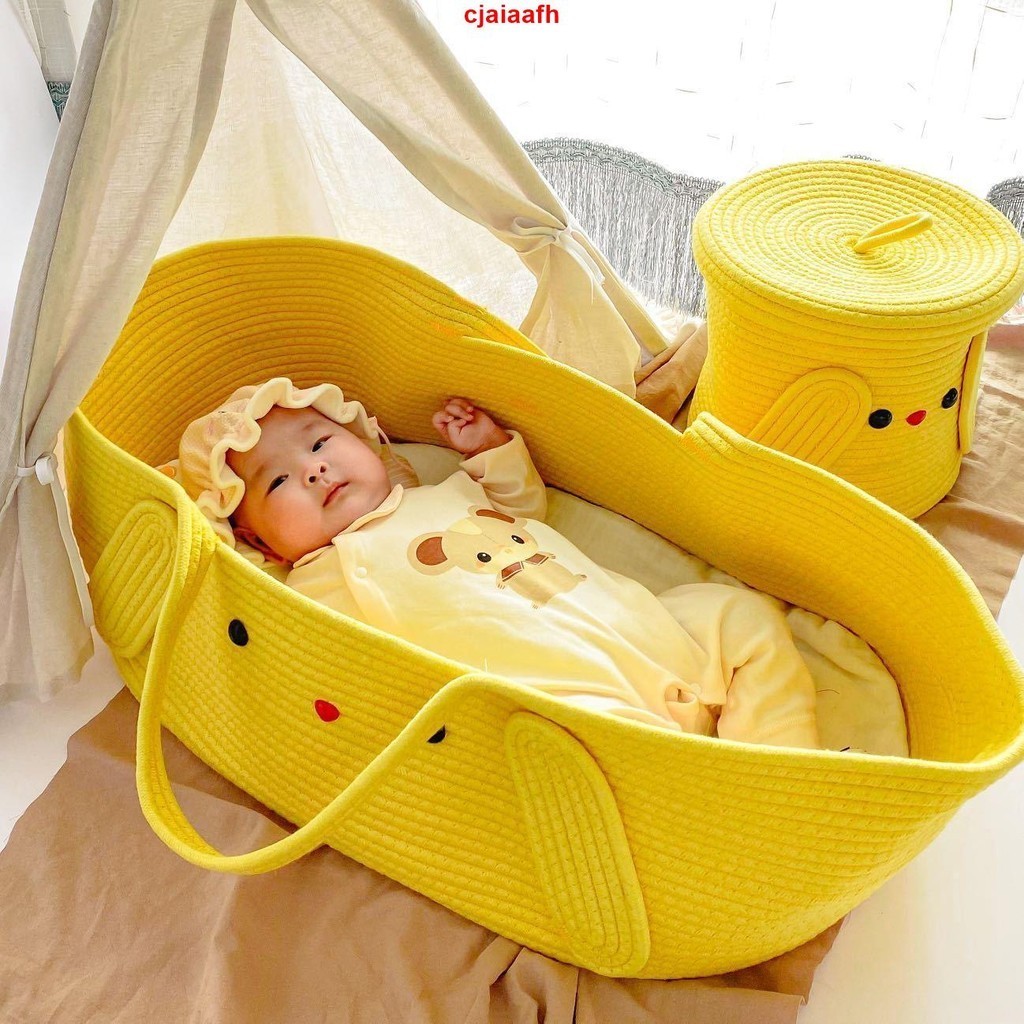ins韓風嬰兒藍手提籃 新生兒嬰兒床寶寶躺睡便攜式外出可折疊睡籃熱銷中！