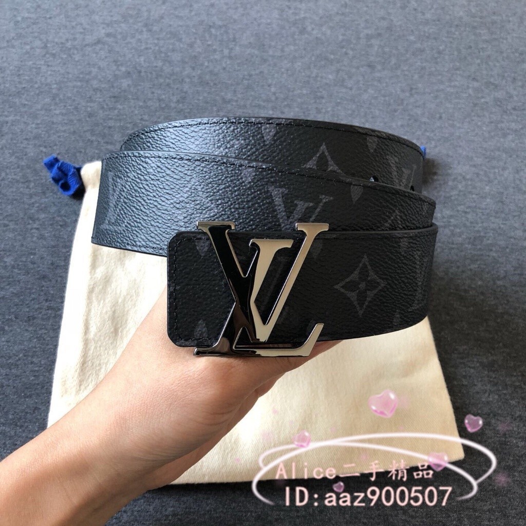 LV 路易威登 INITIALES 黑灰 雙面皮帶 4CM 男士皮帶 腰帶 M9043