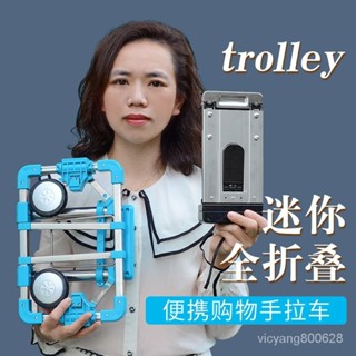 ✨新品✨可折疊便攜手拉車 購物買菜迷你小拉車 超小傢用拉貨拖車行李拉桿車 手拉車 平闆車 折疊手推車 手推車 搬運車