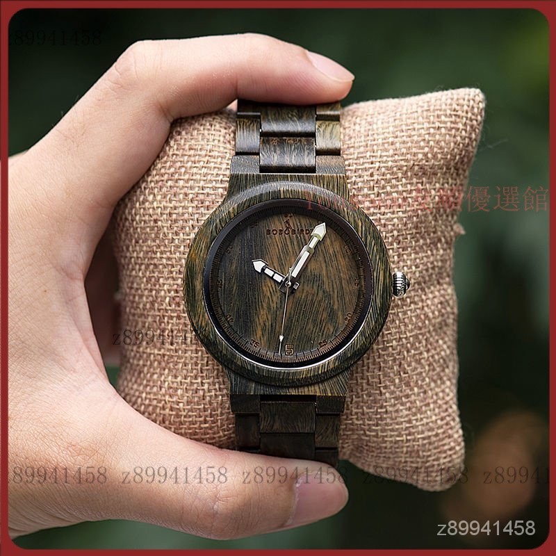 【台货下杀】BOBO BIRD文藝復古綠檀木手錶男士手錶復古男士夜光簡約商務實木製錶 LY1T