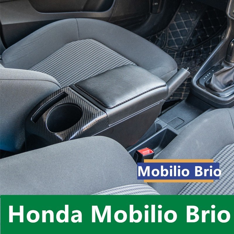 台灣新品 HONDA 適用於本田 Mobilio Brio 扶手控制台盒可調節中控台汽車儲物盒汽車配件改裝零件內飾帶充電