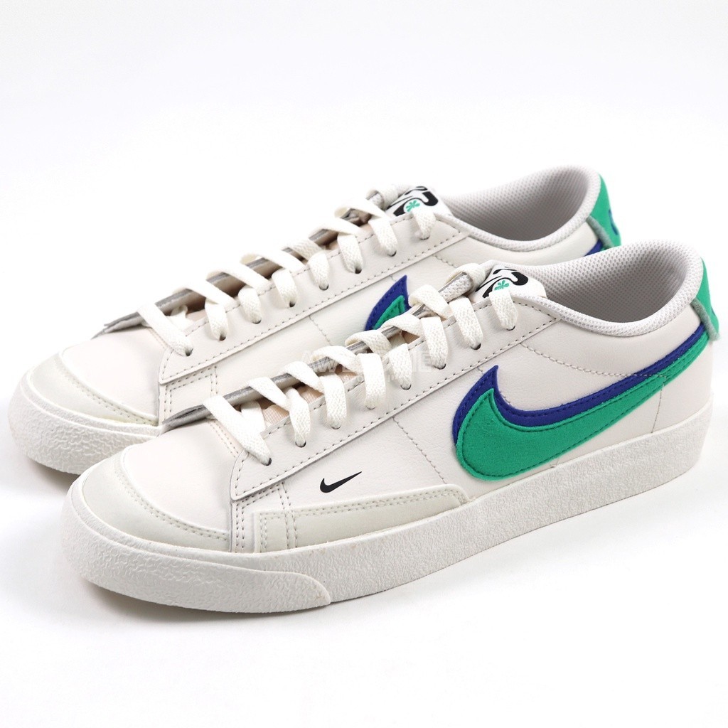 [老K]NIKE BLAZER LOW '77 SE 白綠藍 雙勾 皮革 休閒鞋 男女鞋 DO9777-001