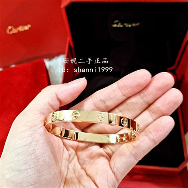 Cartier 卡地亞 Love系列 無鑽手環 手鐲 18K金 寬版手鐲 情侶款 B6035617