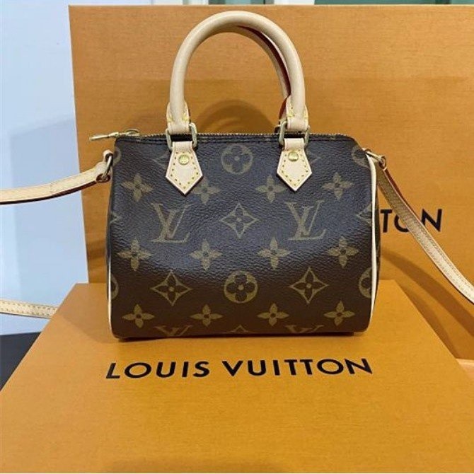 二手精品 LV 路易威登 枕頭包 M61252 NANO SPEEDY Monogram 迷你斜背包 超美