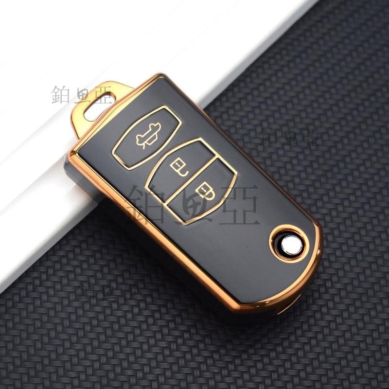 桃園出貨✨MAZDA 2 3 按鈕鑰匙扣汽車鑰匙套鑰匙鏈適用於馬自達 2 3 5 6 CX7 CX9 RX8 MX5