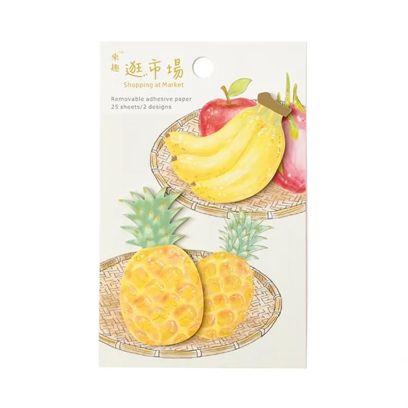 知音JEAN 食物造型便利貼-鳳梨香蕉(9185401) 墊腳石購物網
