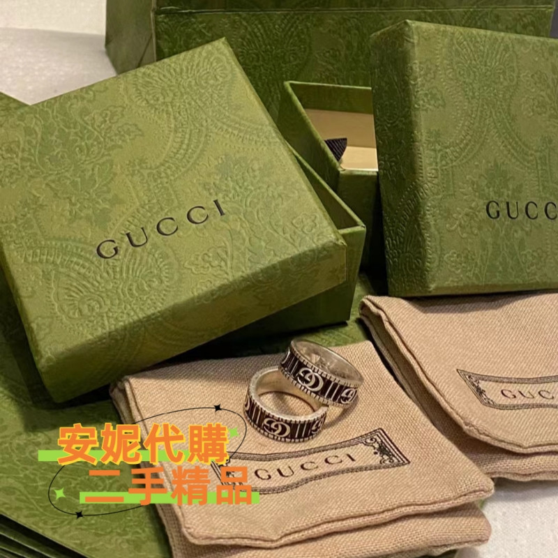 現貨二手 古馳 GUCCI戒指 551899 雙G 銀戒指 復古戒指 情侶戒指 男女通用 時尚配件