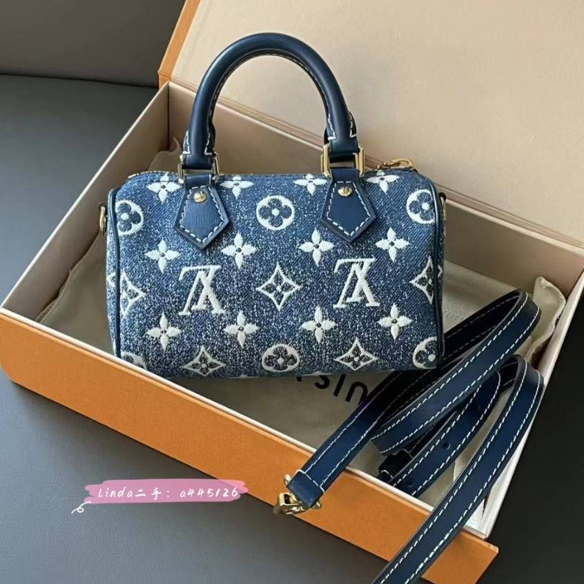 LOUIS VUITTON 路易威登 LV Nano speedy denim M81168 M81213粉色 99新