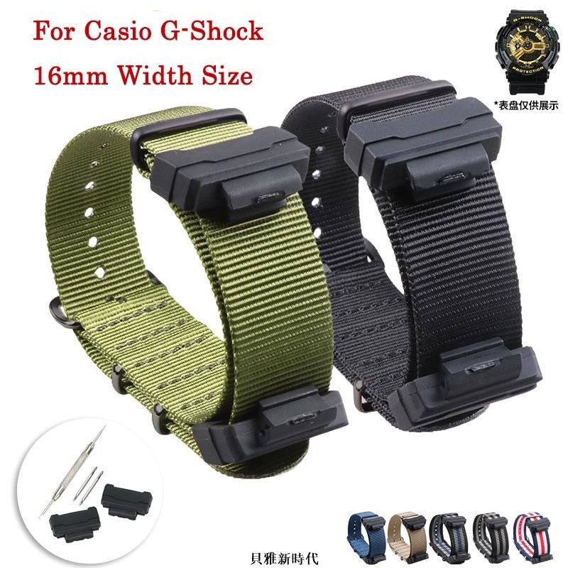 【熱賣】卡西歐尼龍錶帶+連接器nato錶帶一條過適用Casio G SHOCK GA100/200 GLX5600 DW