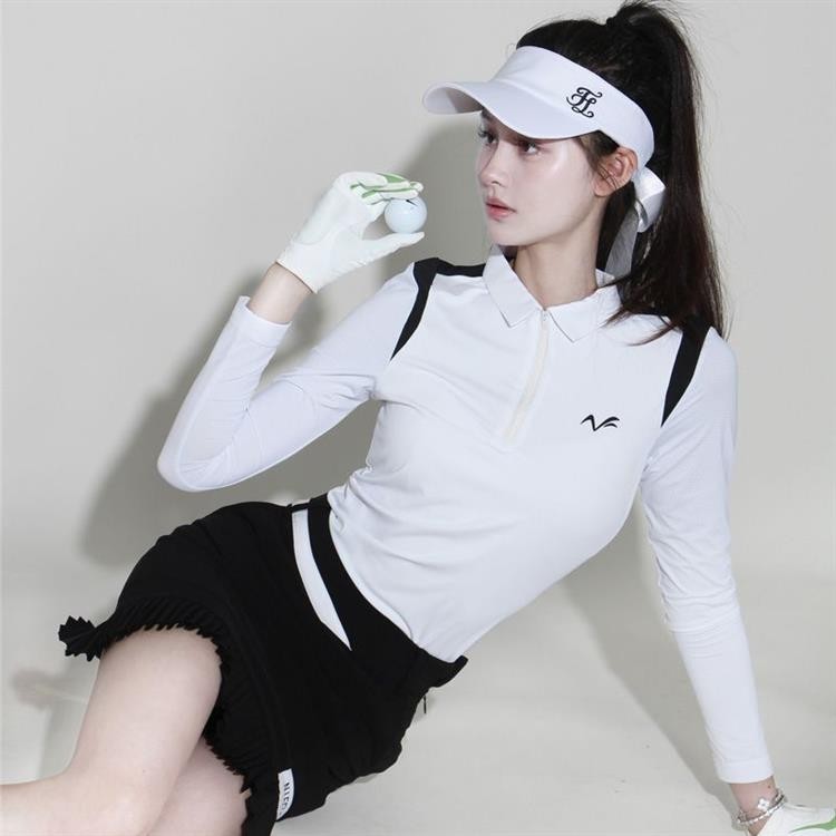 KK優選 高爾夫球衣女 高爾夫女裝 夏季韓版高爾夫衣服女裝長袖防晒運動冰絲透氣緊身顯瘦高爾夫套裝