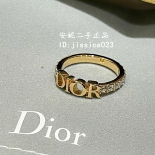 現貨二手 Dior迪奧 戒指Dior 字母logo水鑽 金色戒指 指環 R1009 現貨
