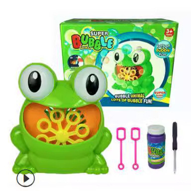 新款泡泡機 全自動泡泡機玩具 兒童電動吹泡泡青蛙泡泡器含泡泡水