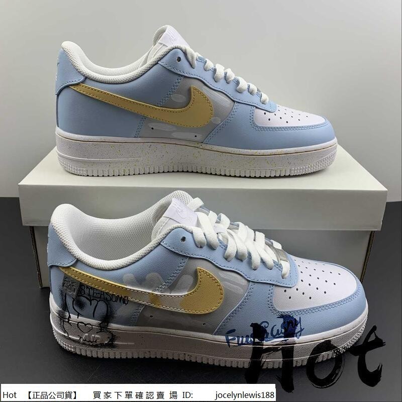 【Hot】 Nike Air Force 1 Low 白藍 空軍 客製化 塗鴉 休閒 運動 男女款 CW2288-111
