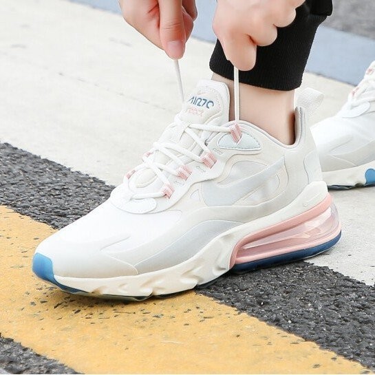 現貨 NIKE Air Max 270 React 氣墊緩震運動鞋跑步鞋 休閒鞋 女鞋 男鞋 白粉 AT6174-100