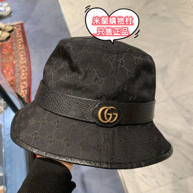 義大利製二手GUCCI 古馳 GG漁夫帽 米色/棕色 GG 帆布 帽子 男女款 百搭 時尚 576587