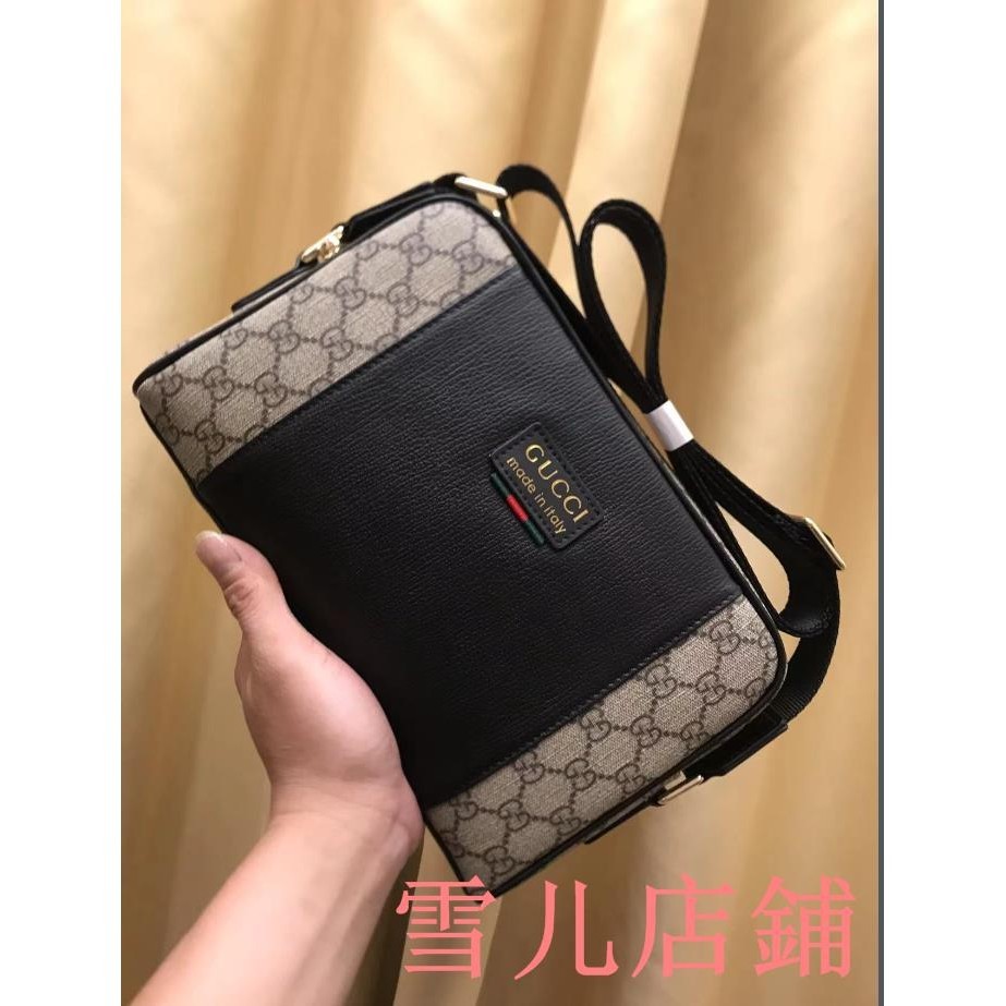 雪儿二手/GUCCI/古馳男士側背包 斜背包 郵差包 背包 單肩包 單肩斜挎包 男包包 防潑水 耐磨獨家首創21222