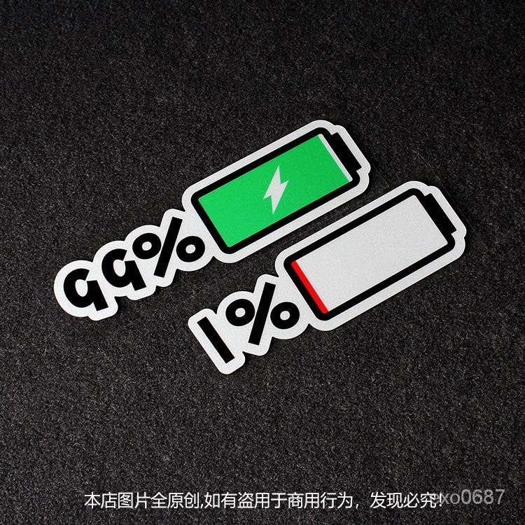 💫台灣熱賣💫電動車電量不足車貼電量顯示車貼趣味搞笑汽車摩托電動機車裝飾貼 ISYI