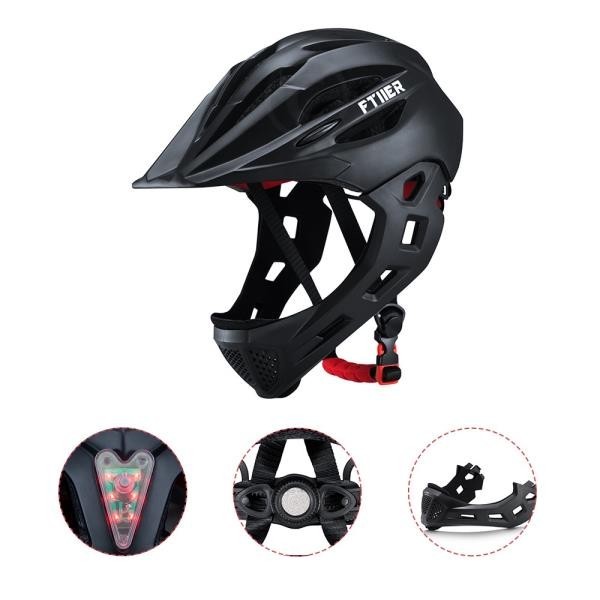 FTIIER兒童頭盔輪滑平衡車運動頭盔LED單車騎行滑步車兒童全盔 兒童安全帽 自行車安全帽 安全帽 腳踏車安全帽