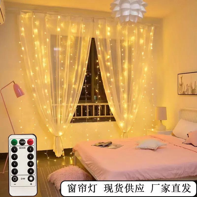 『叁曦燈飾』窗簾燈 3m LED 銅線燈太陽能/USB 電源戶外燈串 8 種模式可用花環聖誕燈家庭房間氣氛燈裝飾