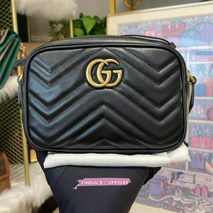 GUCCI Mini GG Marmont 迷你 小 相機包/肩背包/斜挎吧/練帶包 黑色 448065 99新