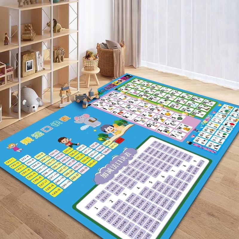 🔥優選新品⭐️客廳兒童房地毯床邊毯卡通益智親子學習互動吸水防滑地毯墊可定製 Q2EW