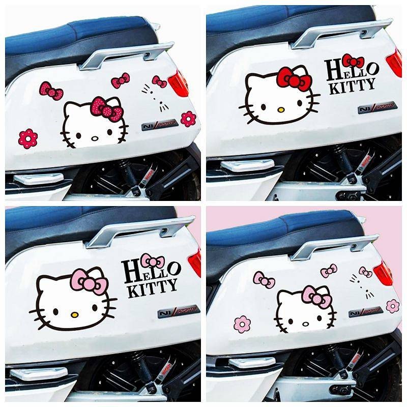 精品★Kitty貓貼紙 電動車卡通貼 摩托電瓶車車貼 小龜王貼紙 可愛卡通拉花 KT Hello Kitty VB1j車