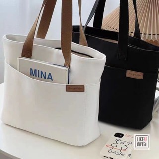 臺灣發售❥❥原創日系簡約百搭通勤帆布托特包休閑文藝大容量學生單肩手提包潮