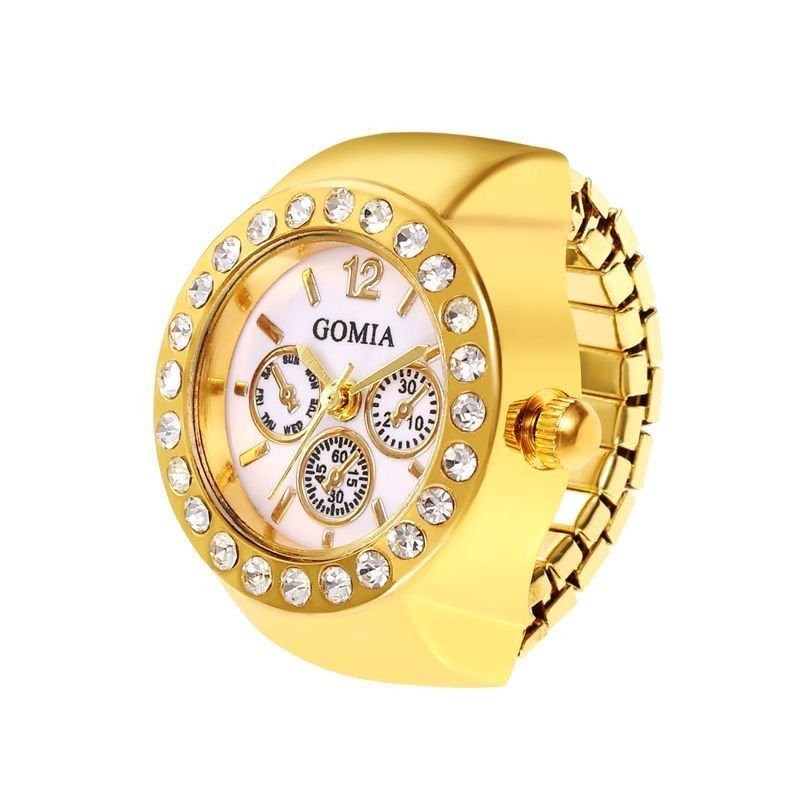 🔷台灣出貨🔷戒指錶新款帶鑽複古玫金色迷你手指錶學生手錶指環錶真錶可看時間