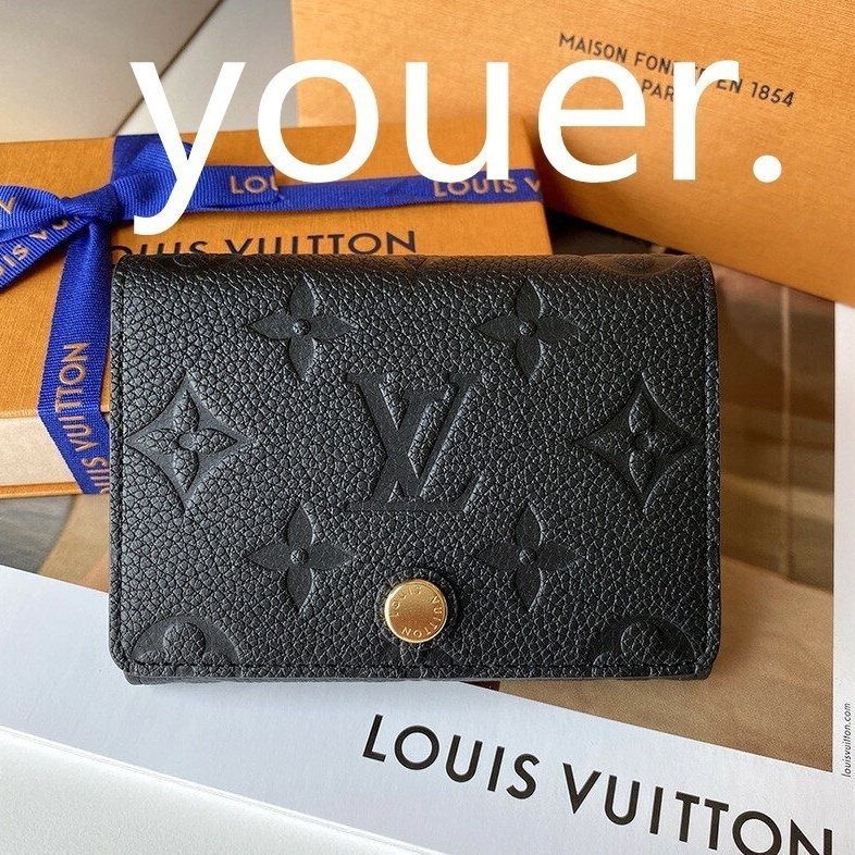 二手正品Louis Vuitton LV M58456 經典花紋皮革壓紋信用卡名片夾.黑
