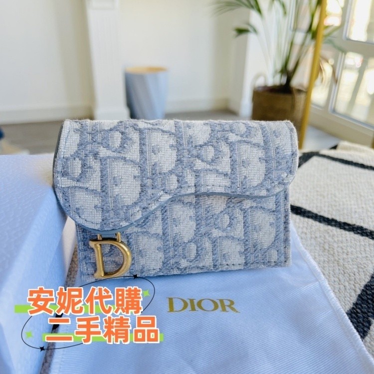 『二手』Dior 迪奧 Oblique S5611CTZQ 鞍形卡包 灰色 卡夾零錢包 錢包 證件夾 女生錢包 老花款
