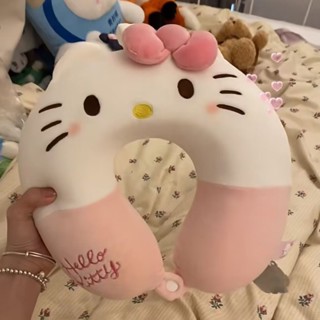 頭枕 U型頭枕 枕頭 ins少女心粉色動漫小貓咪u型枕多功能護頸枕旅行便攜護頸圈午睡枕