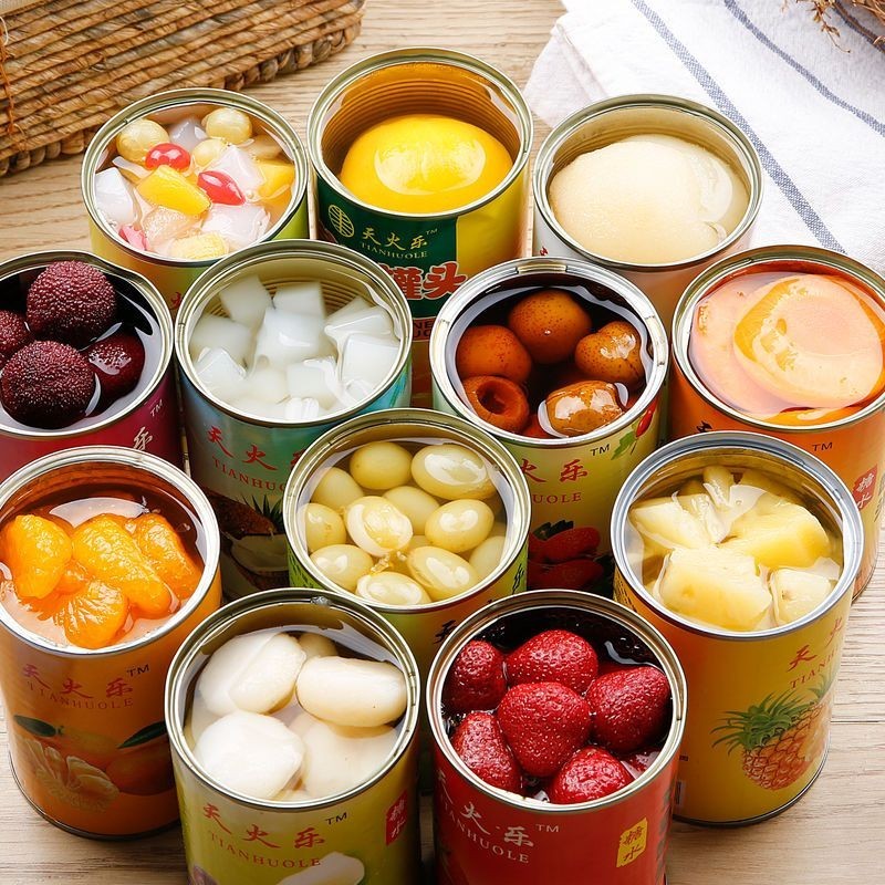 新鮮水果罐頭混合裝每罐425克整箱罐裝酸甜黃桃罐頭椰果菠蘿橘子