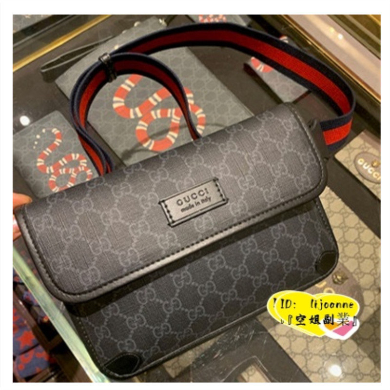 現貨二手 GUCCI 古馳 Supreme 598113 專櫃全新 男士腰包 斜挎包 單肩包 胸包