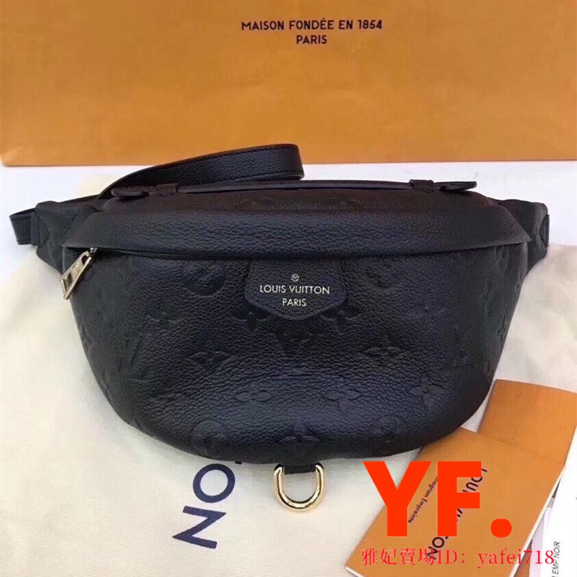 LV 路易威登 MARSUPIO 黑色壓紋 腰包 胸口包 斜背包 M44812 單肩包