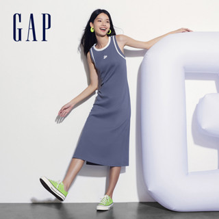 Gap 女裝 Logo圓領無袖洋裝-煙灰色(496365)