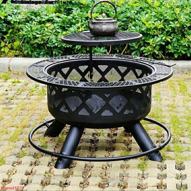 戶外篝火盆燒烤爐木炭取暖別墅家用圍爐煮茶取暖爐帶支架木柴火爐