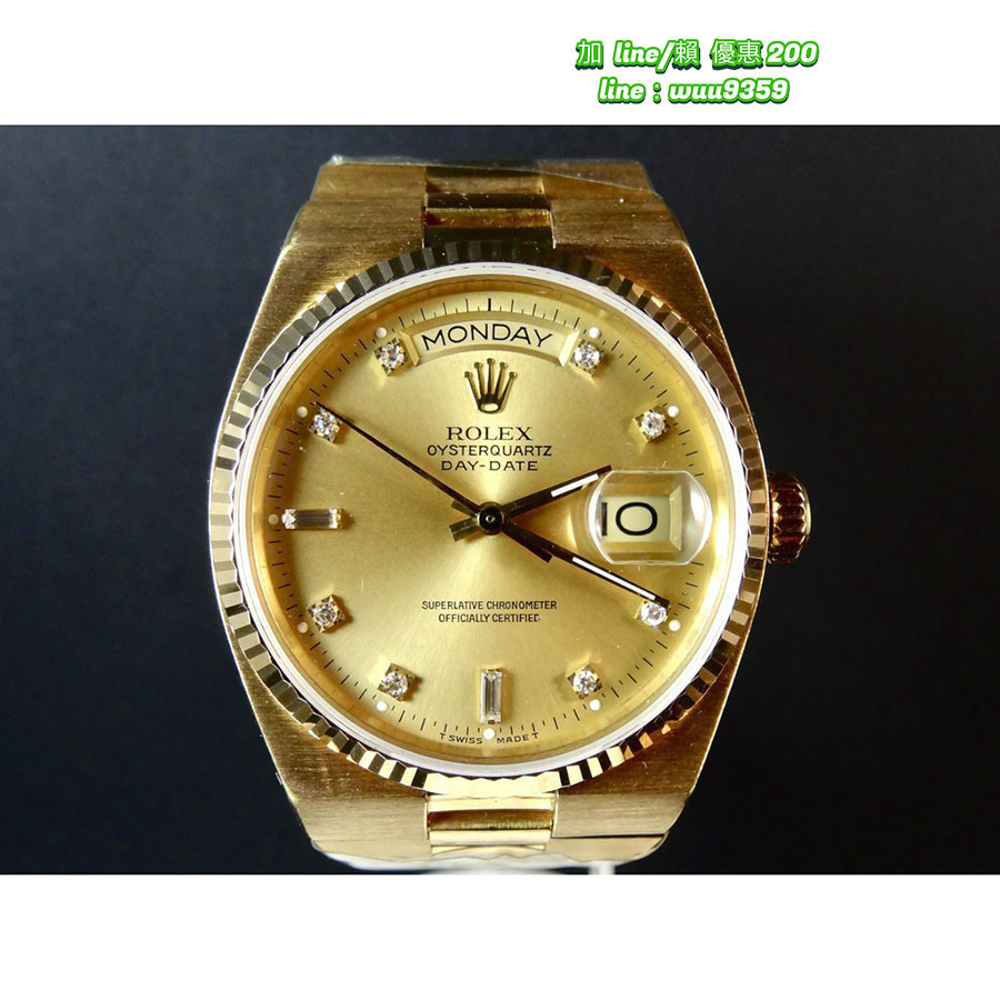 Rolex 勞力士 DAY-DATE 19018 石英錶 18K黃金 面盤 自動腕錶 LR478