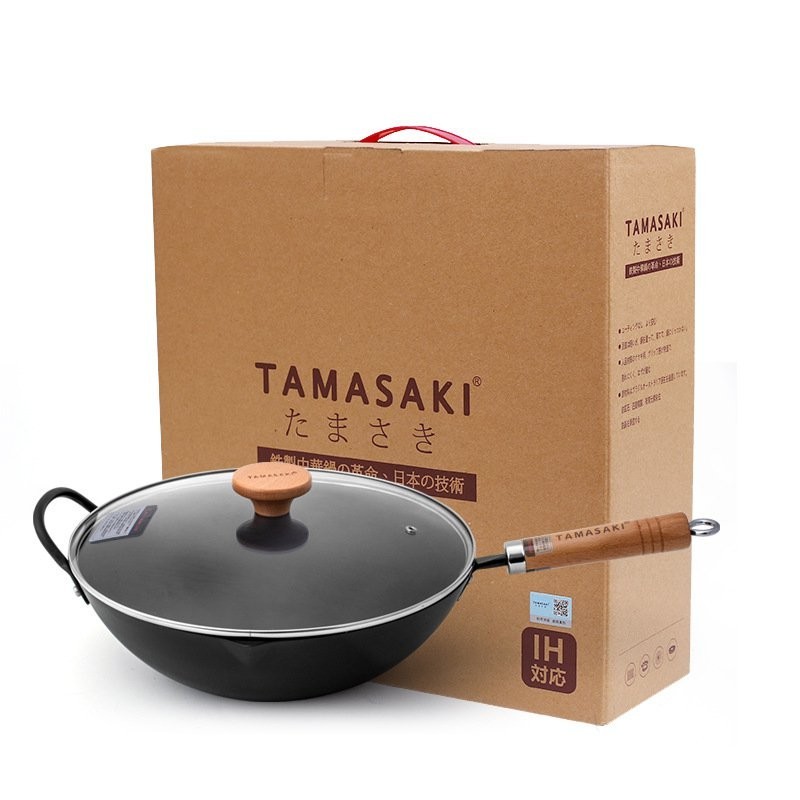 直銷TAMASAKI 正品日本極鐵炒鍋 無塗層不粘鍋傢用炒菜鍋具 ODLG
