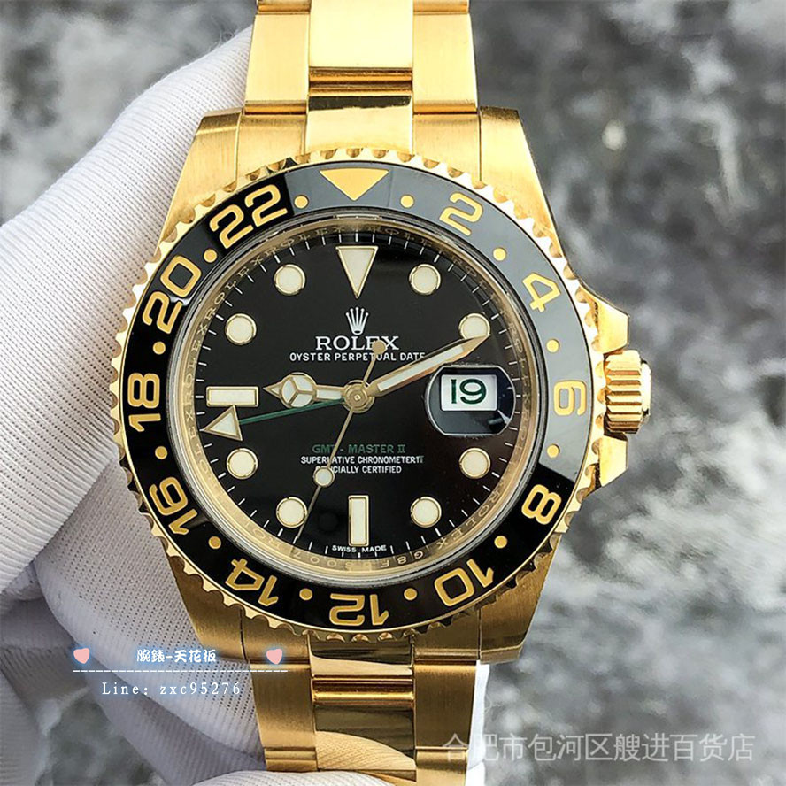 Rolex 勞力士格林尼治116718黑麵18K黃金GMT兩地時機械男表 潮流 時尚 休閒 商務 經典 手腕錶腕錶