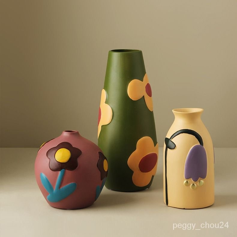 花器 玻璃瓶 裝飾小物 輕奢北歐景德鎮莫蘭迪高檔花插陶瓷花瓶客廳藝術擺件現代傢居房間 HPD2