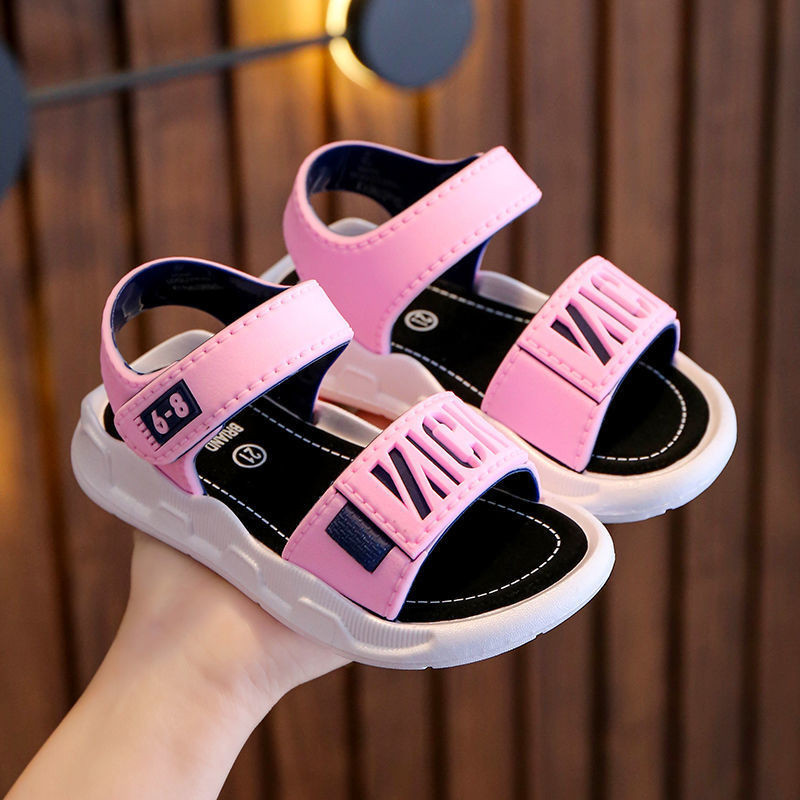 Yelly's~Shop女童涼鞋夏季2024新款兒童中大童鞋男童軟底防滑魔術貼韓版沙灘鞋
