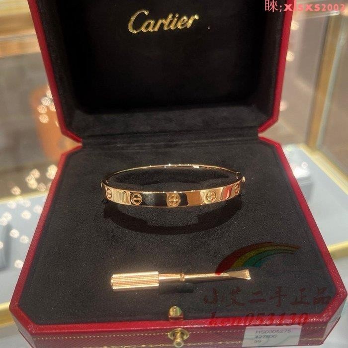 二手 Cartier 卡地亞 Love系列 手鐲 寬版 無鉆 18K玫瑰金手環 B6035617 手鐲 免運