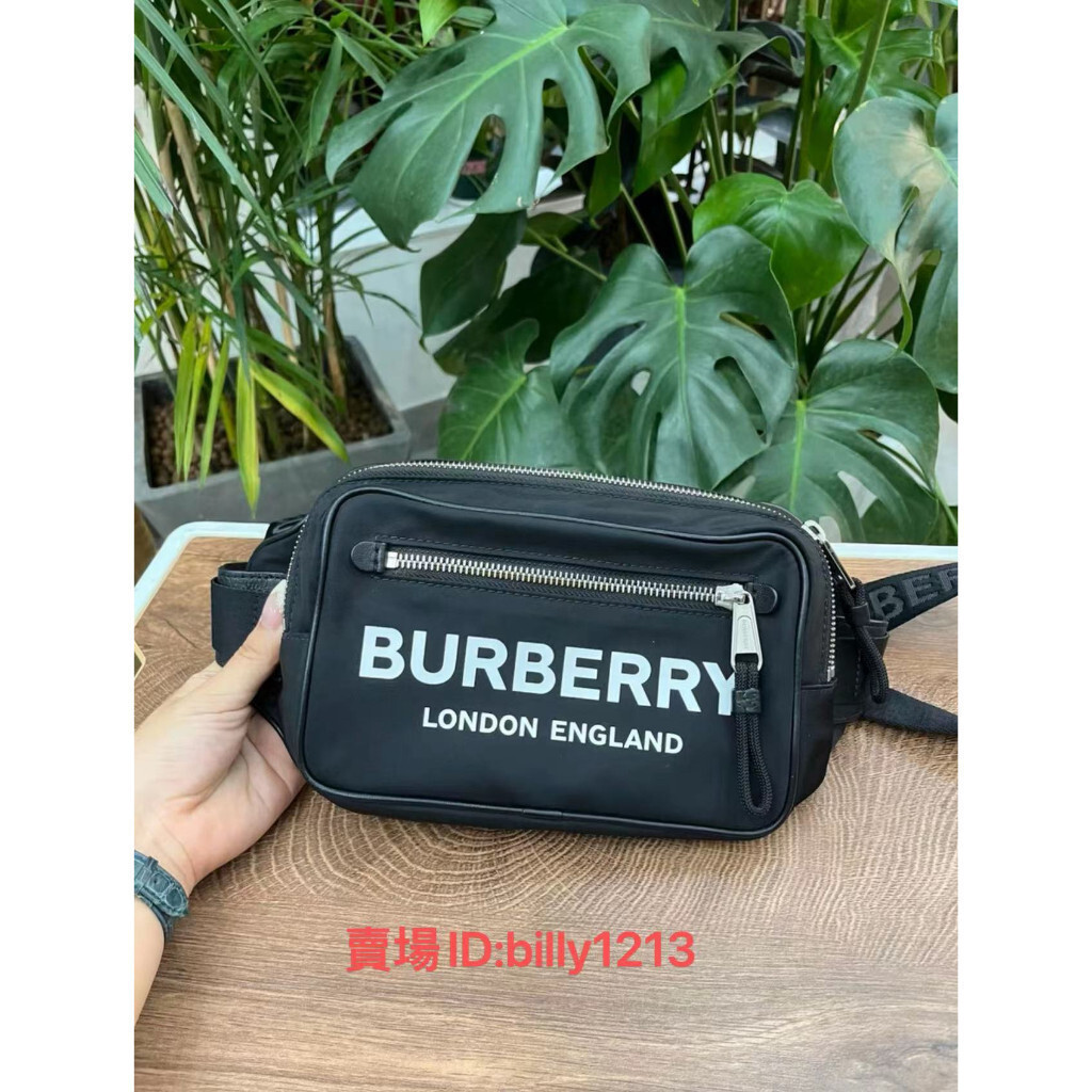 精品二手 Burberry 博柏利 印花 Econyl 尼龍腰包 胸包 單肩斜跨包 男款 80210891